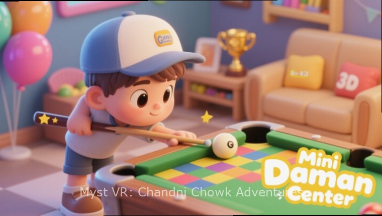 Myst VR: Chandni Chowk Adventures - NPC Interaction Myst VR: Chandni Chowk Adventures - Player interacting with virtual shopkeeper selling traditional Indian sweets